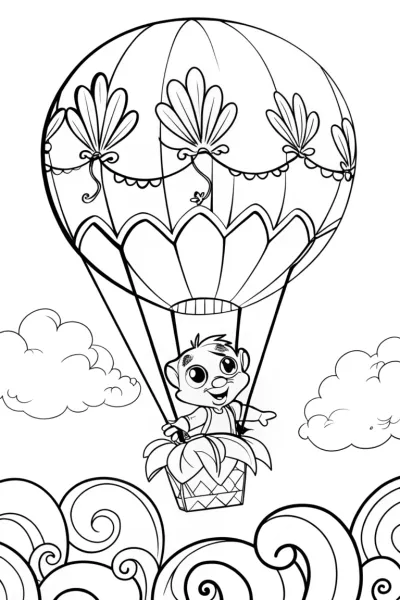 Huggy Wuggy’s Enchanted Balloon Adventure Coloring Page