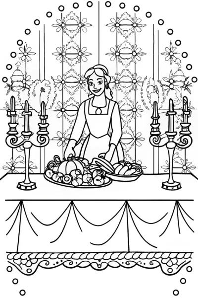 Belle’s Enchanted Dinner Coloring Page