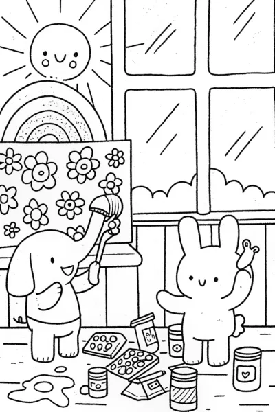 Rainbow Friends’ Art Adventure Coloring Page