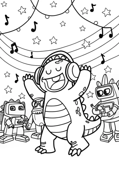 Godzilla’s Spectacular Dance Party Coloring Page