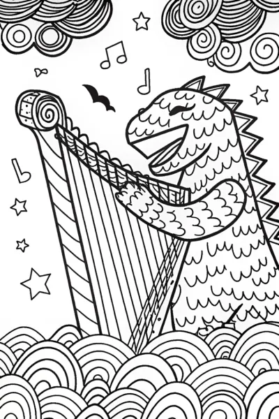 Godzilla’s Musical Adventure Coloring Page