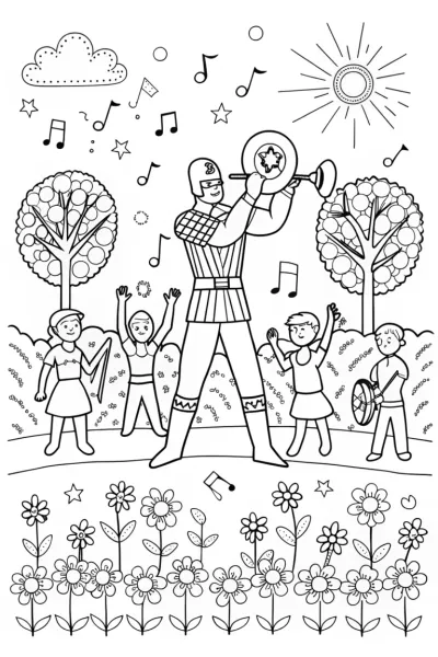Captain America’s Musical Adventure Coloring Page