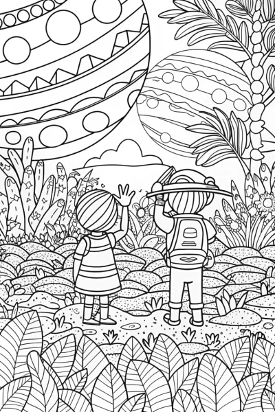 Children exploring a summer planet
