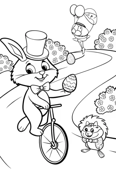 Easter Parade with Bunny and Friends Coloring Page