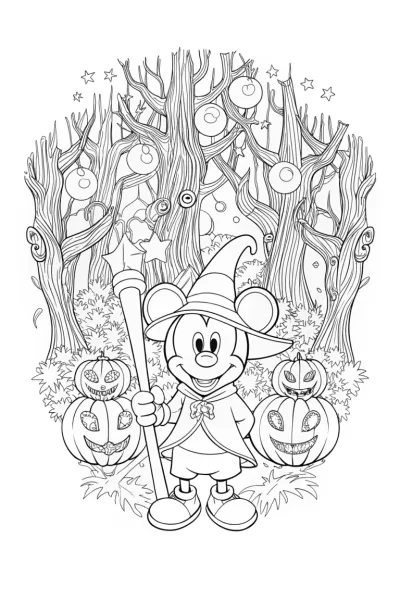 Mickey’s Magical Halloween Adventure Coloring Page