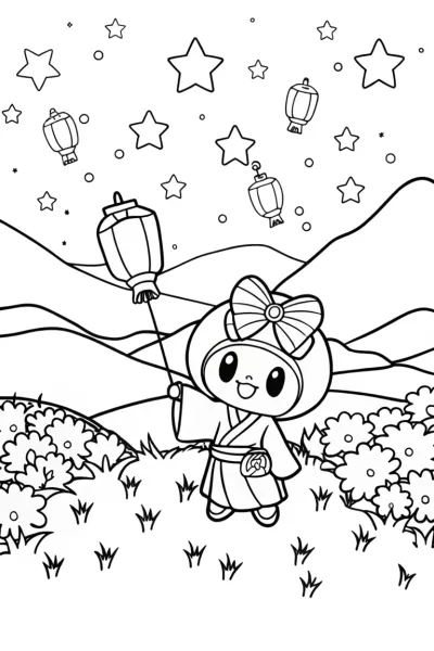 My Melody’s Enchanted Lantern Festival Coloring Page