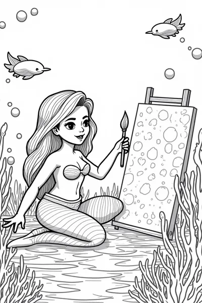 Little mermaid painting underwater