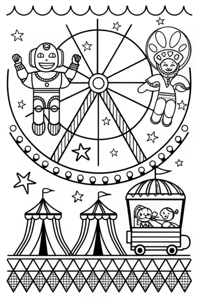Avengers at the Intergalactic Carnival Coloring Page