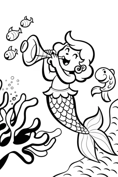 Mermaid’s Magical Music Festival Coloring Page