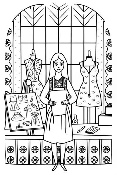 Barbie’s Adventure in Fashion Design Coloring Page
