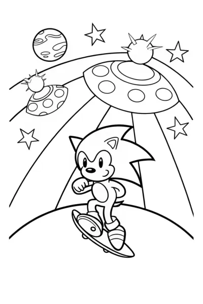 Sonic’s Galactic Race Coloring Page