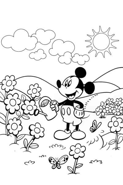 Mickey’s Garden of Wishes Coloring Page