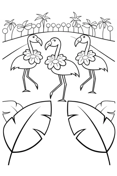 Flamingo Fashion Show Coloring Page