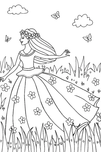 The Princess of the Wildflowers Coloring Page