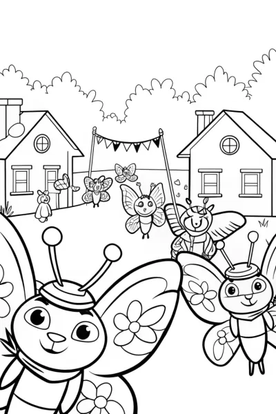 Butterfly Festival Parade Coloring Page