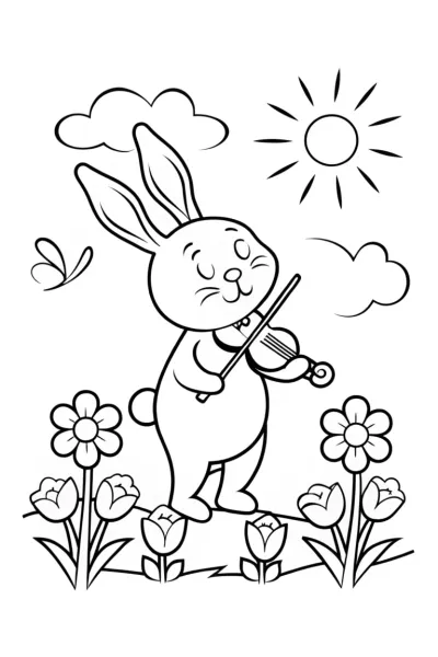 Bunny Violinist in the Musical Garden Parade