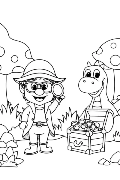 Luigi’s Enchanted Forest Adventure Coloring Page