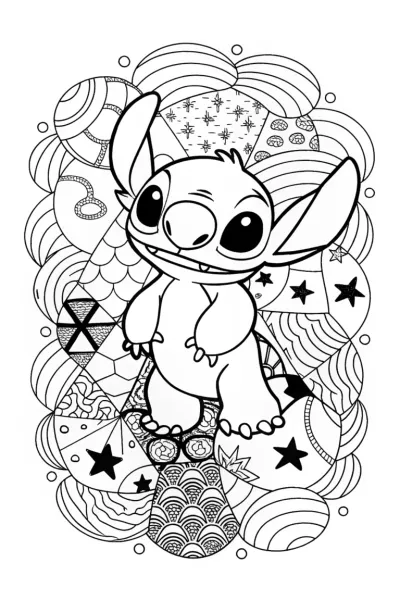 Stitch’s Quilted Adventure Coloring Page