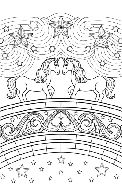 Unicorns building a bridge to the stars