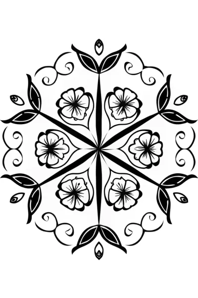 Floral Kaleidoscope Coloring Page