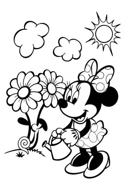 Minnie Mouse’s Magical Gardening Adventure Coloring Page