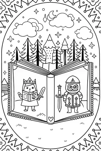 Bluey and Bingo’s Magical Book Adventure Coloring Page