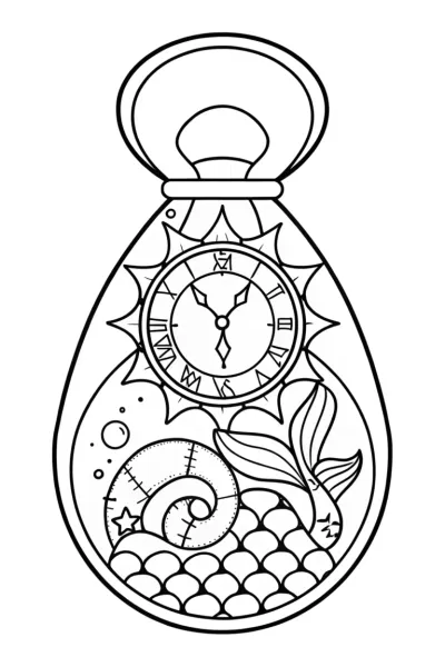 Mermaid timekeeper in clockwork ocean