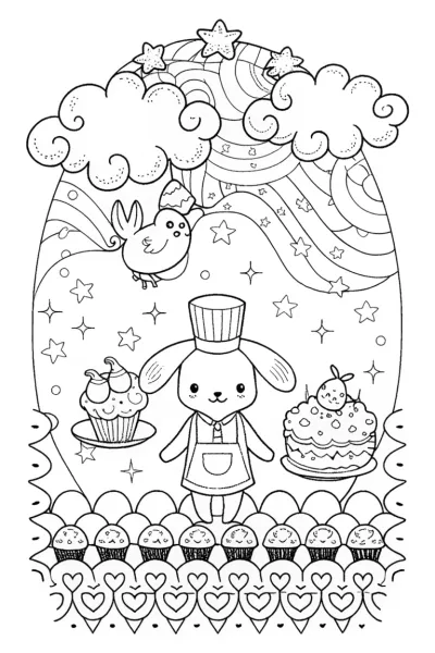 Cinnamoroll’s Cloud Bakery Adventure Coloring Page
