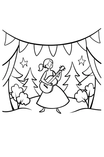 Barbie at the Magical Melody Festival Coloring Page