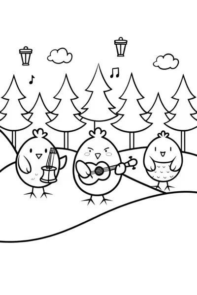 Chickens enjoying a musical jam session