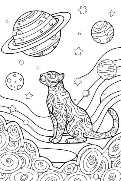 The Cosmic Black Panther Explorer Coloring Page