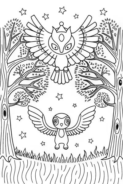 Guardians of the Celestial Forest: The Wise Owls Unite