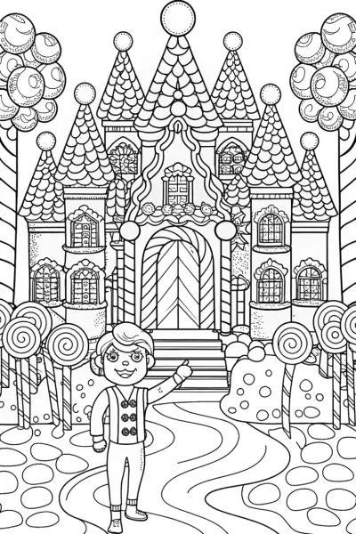 Blippi’s Amazing Adventure in a Candy Castle Coloring Page