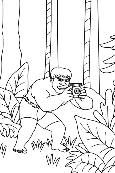 Hulk taking photos in alien jungle