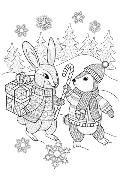 Whimsical Winter Caravan Coloring Page