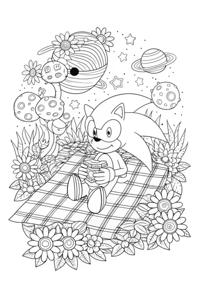 Sonic’s Galactic Picnic Adventure Coloring Page