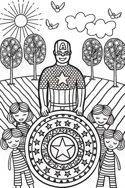 Captain America: Shield of Kindness Coloring Page