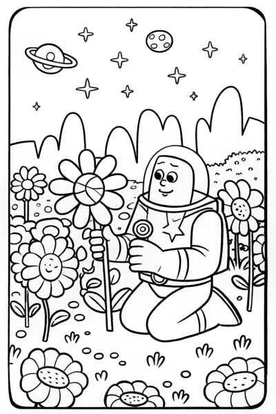 Buzz Lightyear in an alien garden