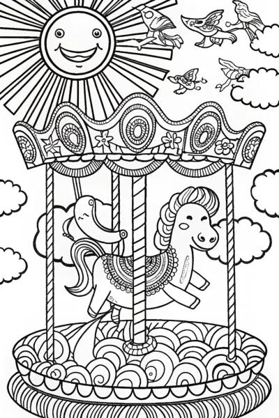 Charizard’s Cloud Carousel Coloring Page