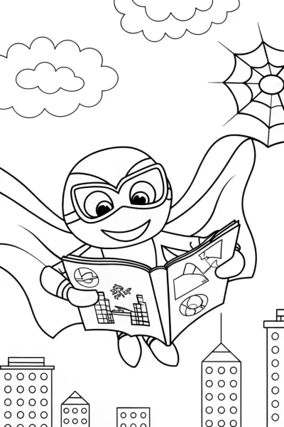 Superhero Spider’s Comic Book Adventure Coloring Page