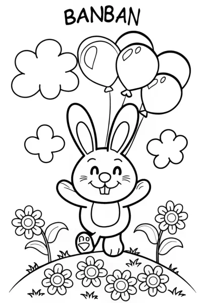 Banban’s Garden Balloon Adventure Coloring Page