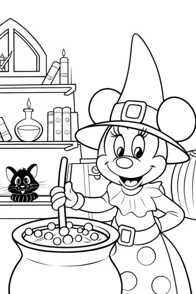 Minnie Mouse’s Enchanted Potion Laboratory Coloring Page