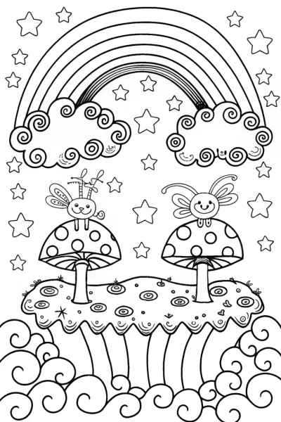 Rainbow Dream Landscape Coloring Page