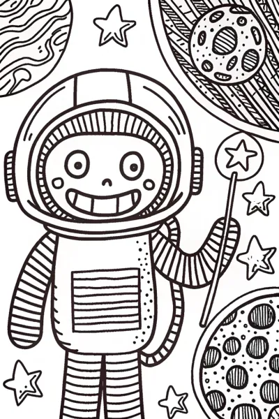 Creeper in space coloring page