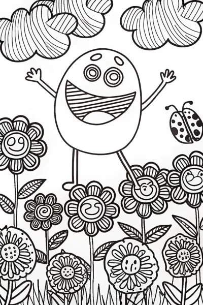 Jolly Jellybean Jumping Adventure Coloring Page
