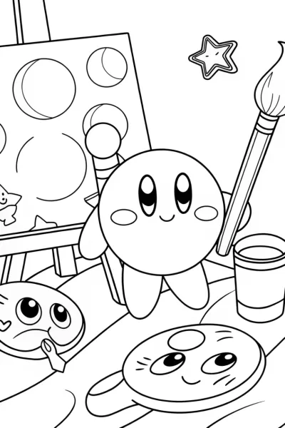 Kirby’s Galactic Art Studio Coloring Page