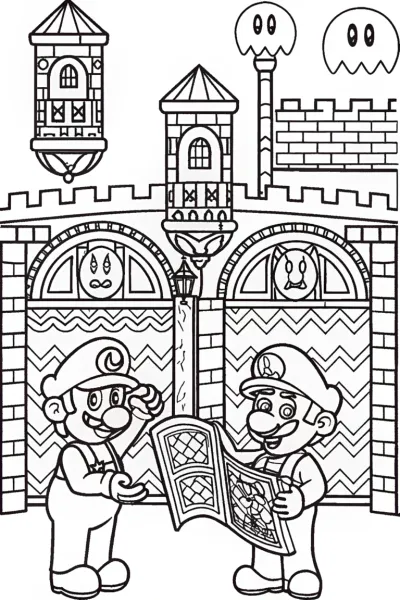Mario and Luigi’s Enchanted Castle Adventure Coloring Page