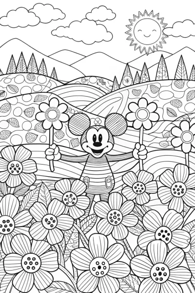 Mickey Mouse’s Enchanted Music Garden Coloring Page
