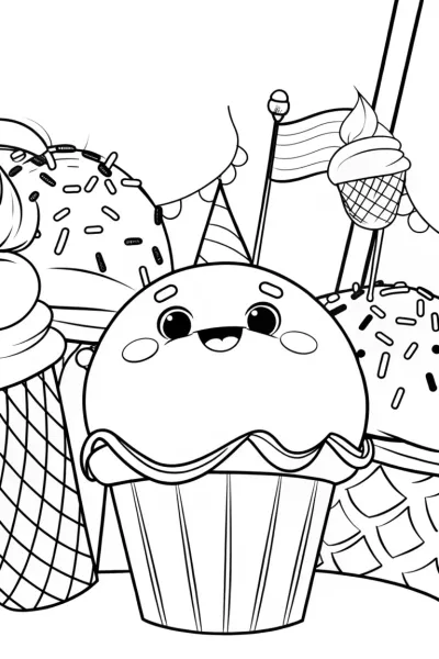 Squishmallow Ice Cream Parade Coloring Page