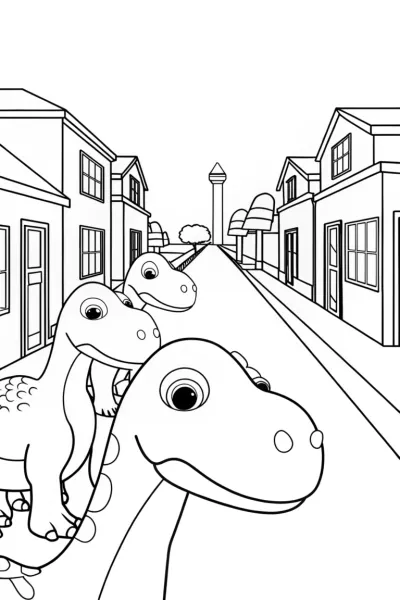 Dinosaur parade through town